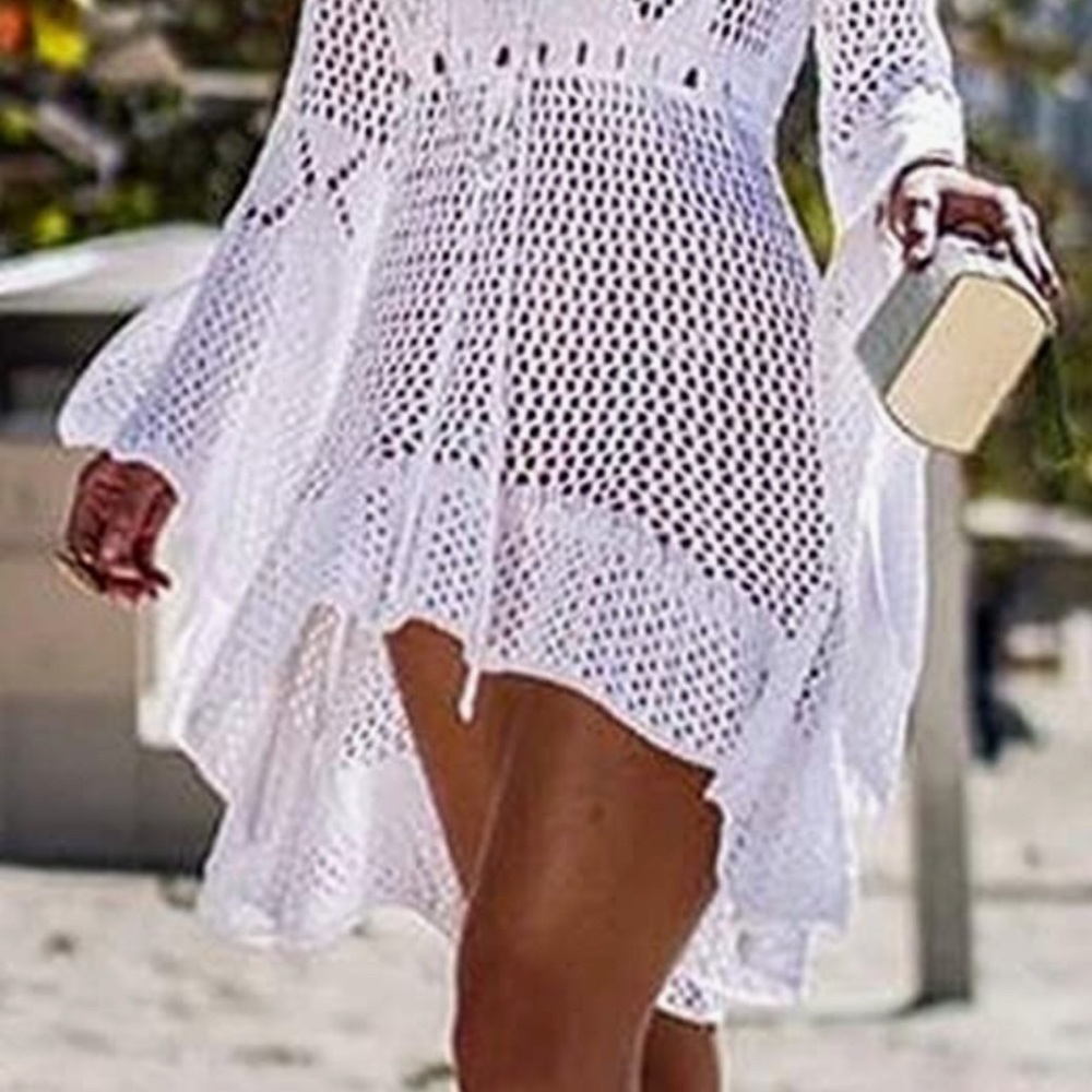 Romantic Bohemian Bell Sleeve Crocheted Lace Cover - Picture 6 of 16